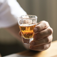日式手工氣泡玻璃茶杯錘紋八角杯茶杯家用主人杯單杯女清酒杯小只