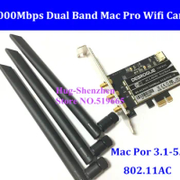 DEBROGLIE 1000Mbps Dual Band 802.11ac Desktop PCI-E WiFi Adapter PCi Express Wireless Card + Antenna for All Mac Pro OSX 10.10