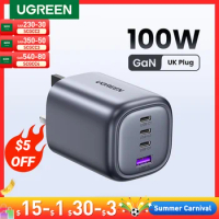 UGREEN UK Plug GaN 100W 65W Fast Charger for Macbook tablet Fast Charging for iPhone Xiaomi USB Type C PD Charge for iPhone 13