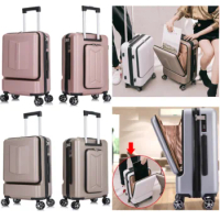 20"24 Inch Carrier Expandable Carry On Laptop Trolley Luggage Front Back Open Travel Suitcase With Wheels Boarding Case Valises