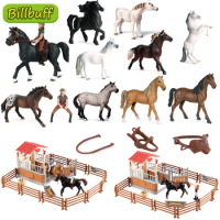 Simulation Rider Horses racing Farm Animals Racecourse Model Action Figures Decoration Early Educati