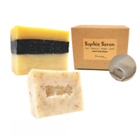 【Sophie Savon 蘇菲皂】涼爽限定2入體驗組+網袋(限定款/50g皂2入 清爽炭肌/薄荷涼肌 MIT手工皂)