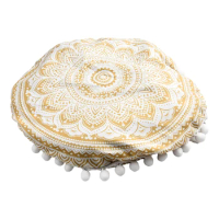 Round Mandala Pattern Pillowcase Bohemian Cushion Cover Boho Floor Pillows Cover Case For Home Hotel Bar Car Decoration 43x43cm