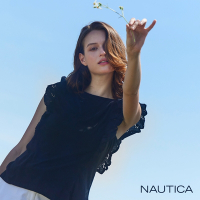 Nautica女裝 素色荷葉袖短袖T恤-黑