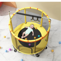 Jumping Diameter 1.4M Trampoline Bed High Safety Net Trampoline Table 1-2 Kids Indoor Bounce Bed Birthday Gift