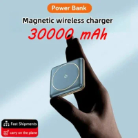 30000mAh Mini Power Bank Magnetic Wireless Charger External Battery Fast Charging Powerbank For Xiaomi iPhone 15 14 13 Series