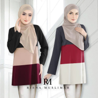 RIENA POLO IV BLOUSE MUSLIMAH IRONLESS (Ready Stock) Baju Beige