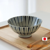 【Just Home】日本製美濃燒陶瓷5.5吋中式飯碗420ml-重十草(毛料飯碗)