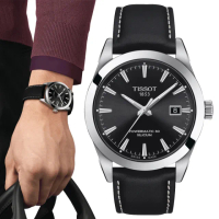 【TISSOT 天梭 官方授權】GENTLEMAN系列 矽游絲機械腕錶 母親節 禮物 推薦(T1274071605100)
