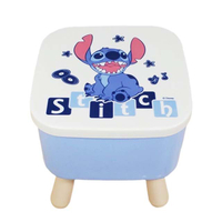 小禮堂 迪士尼 史迪奇 兒童塑膠板凳收納箱 (藍坐姿款)