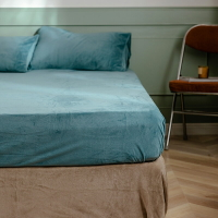 北歐風純色床笠單件冬季天鵝絨床罩床墊保護套全包床單1.5m1.8m