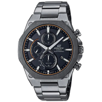 CASIO EDIFICE 八角髮絲紋錶圈太陽能三眼不鏽鋼腕錶-鐵灰(EFS-S570DC-1A)/44mm