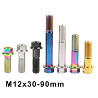 Weiqijie Titanium Bolt M12 X 30 35 40 45 50 55 60 65 70 75 80 85 90mm Pitch1.25/1.5mm Motorcycle Repair Modification Screw