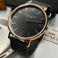 【COACH】COACH手錶型號CH00077(黑色錶面玫瑰金錶殼深黑色米蘭錶帶款)