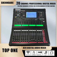 D20 Channel Dj Professional Audio Digital Mixer Mixing Console Digital Mixer With Equalizer Built-in Sound Card Supporting MP3