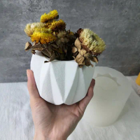 Flower Base Mold Polygon Cement Flower Pot Mould Crystal Epoxy Silicone Mould DIY Resin Gypsum Flower Pot Mould