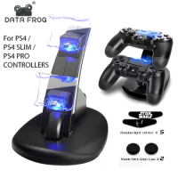 DATA FROG Dual USB Charger Stand for PS4 Dualshock4 Controller Charging Dock Station for Playstation 4/PS4 Pro/PS4 Slim