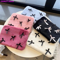Ins Plush Bow Pink Laptop Sleeve Case Bag Macbook Air Pro 11 13 14 15 Inch M1 M2 Mac Book Cover For Ipad Pro 11 12.9 Laptop Bag