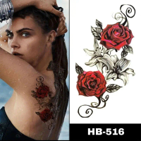 Tato Temporer Seri HB-516 MAWAR MERAH WARNA TATO PREMIUM Anti Air Tato Temporary Tahan Lama TATO STI