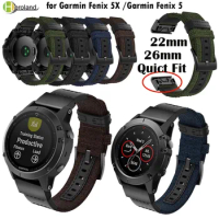 26mm Quick easy Fit strap for Garmin Fenix 5X /5X Plus/Fenix 3/3 HR/Fenix 5/935 Smart Watchbands strap Nylon Leather wristBand