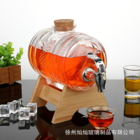 透明玻璃酒瓶酒桶帶龍頭歐式泡酒罐密封家用飲料髮酵儲果酒瓶子