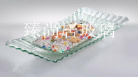 歐式魚生玻璃大號水果盤婚慶干果盤蛋糕創意托盤自助餐長方平盤