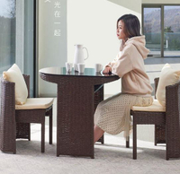 籐椅三件套陽臺小桌椅家用室外藤編椅子茶幾組合簡約休閒戶外茶桌籐椅三件套