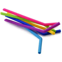 Drinking Straw Silicone Stripes Straw 6 color Silicone Eco Straws Reusable for 800ml Mugs Smoothie Flexible Sucker LX8658