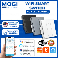 [Trending]MOGI Wifi Smart Switch No Neutral No Need Hub Rocker Button 1/2/3 Gang 20A/40A Tuya Smart 