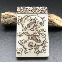 包郵岫玉鏤空玉佩龍牌古玉老玉漢代玉器馬牌掛件仿古玉石吊墜玉牌