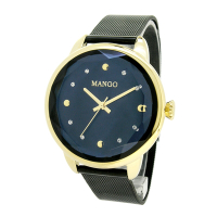 MANGO 閃耀都會不鏽鋼米蘭帶腕錶-MA6710L-88K(黑色x金色/38mm)