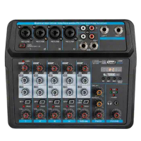 Six-Way DJ Mixer Audio Mixer Live Recording Music Mixer for Real-Time PC Recording (US Plug)