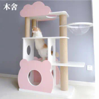 Large luxury solid wood cat climbing frame, cat house, cat tree, space capsule, scratching post platform