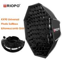 Triopo KX90 Studio Universal Portable Speedlite Outdoor Octagon Umbrella Soft Box w Honeycomb Grid for Godox V1 Yongnuo 560IV