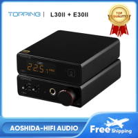 TOPPING E30 II+TOPPING L30 II+RCA Cable,Hi-Res Audio 2xAK4493S DAC,NFCA Headphone Amplifier 6.35MM,Audio Decoder Headphone AMP