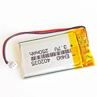 3.7V 250mAh Lithium Polymer LiPo Rechargeable Battery 402035   JST 1.25mm 2Pin Plug For GPS Bracelet