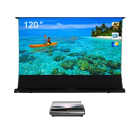 Best 120 Inch 16:9 Electric Tension Floor Rising Screen for Ultra Short Throw Laser 4k Projector ALR Screen