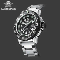 Addies Dive New Men Watch 316L Stainless Steel Strap Black Dial 50m Waterproof Watch Luminous Hand 51mm Alloy Case Sports Watch