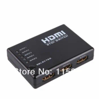 5 Ports 5 in 1 out HDMI Switch splliter for HDTV PS3 DVD with IR Remote control free shipping