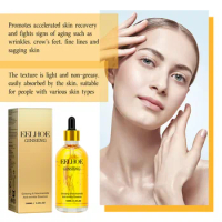24K Gold Ginseng Serum Fade Fine Lines Anti Aging Essence for Face, Fade Fine Lines, Firming and Moisturizing Skin Care 100ml
