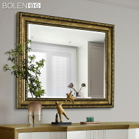 BOLEN復古藝術裝飾鏡宮廷風壁爐鏡子梳妝臺化妝鏡掛墻式衛生間鏡