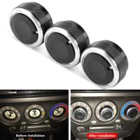 3pcs Car Air Conditioning Heat Control Switch AC Knob for Ford Focus 05-14 Black