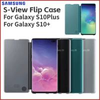For Original SAMSUNG Clear View Cover for Samsung Galaxy S10+ Smart Sleep Clamshell Cover S10 Plus S-View Flip case