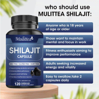 Mulittea Shilajit 400mg dengan Kapsul Ginseng Resin Shilajit Organik