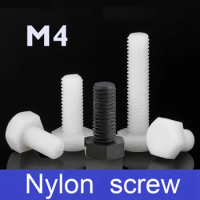 M4 hex plastic Nylon screw Bolt M4* 6 8 10 12 15 18 20 25 30 mm white Electrical Insulation,LED lighting, toy airplane ship DIY