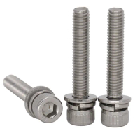 M4 M4*20/25/30/35/40 M4x20/25/30/35/40 304 Stainless Steel ss Knurled Allen Head Hex Socket Spring Plain Washer Screw Assembly