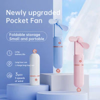 Mini Handheld Fan Pocket Fan Foldable Storage Ultra Long Battery Life 3-speed High Wind Outdoor Portable USB Charging Fan