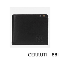 【Cerruti 1881】義大利頂級小牛皮6卡短夾皮夾 CEPU05655M(黑色 贈原廠送禮提袋)