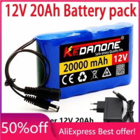 NEW Portable Super 12V 20000mah battery Rechargeable Lithium Ion battery pack capacity DC 12.6v 20Ah CCTV Cam Monitor + charger