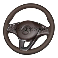 DIY Dark Brown Leather Auto Custom Fit Steering Wheel Covers For Benz GLB200 EQC400 GLA220 A180 B200 Accessories